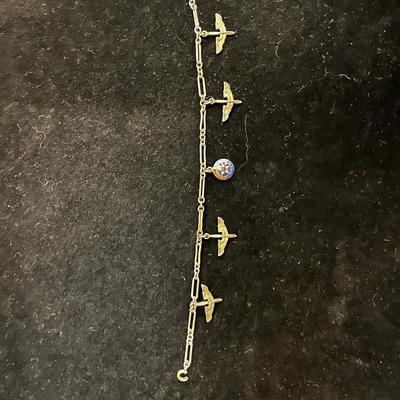 Sterling Silver Army Air Corps Charm Bracelet (Clasp Needs Repair)