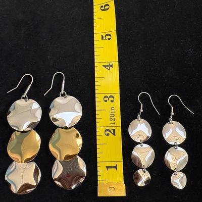 Goldtone & Silvertone Disc Dangling Earrings