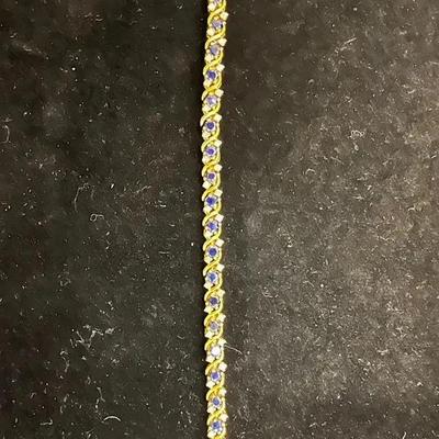 Sterling Silver/Gold Vermeil Tennis Bracelet  