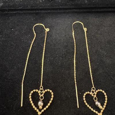 14K Yellow Gold Heart Earrings + 10K Yellow Gold Studs