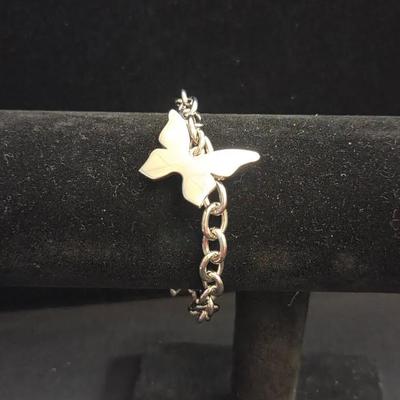 Silvertone Butterfly Charm Bracelet 