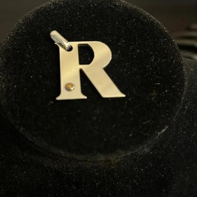 Stainless Steel/14K Yellow Gold Letter "R" Charm Pendant 