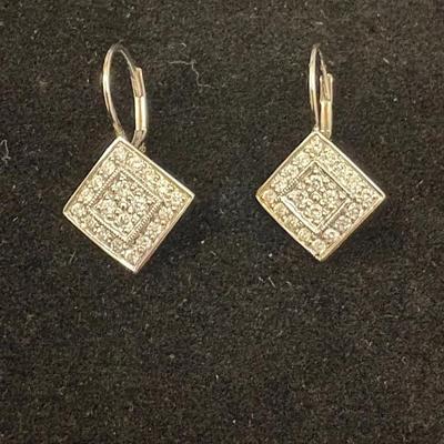 14K White Gold Drop Earrings