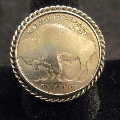 Rita Begay Sterling Silver Buffalo Nickel Ring - Navajo