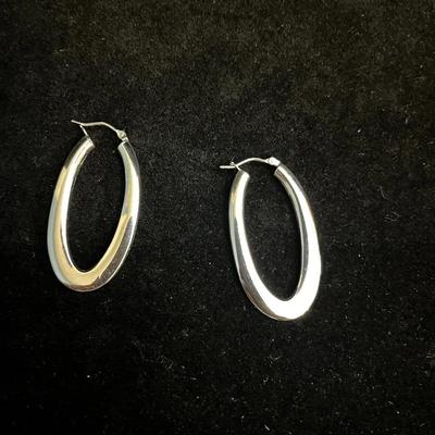 14K White Gold Hoop Earrings 