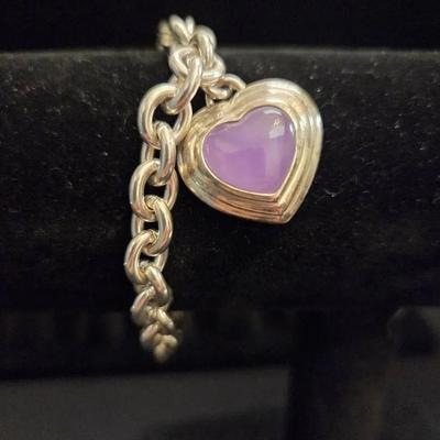 Sterling Silver Bracelet w/Natural Stone Charm