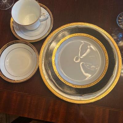 Sale Photo Thumbnail #246: Contemporary Fine China by Noritake "Regent Gold" 8 place setting. $295 all! 