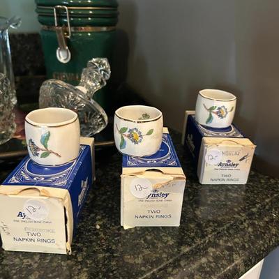 Sale Photo Thumbnail #452: Aynsley Bone China napkin rings. 2 in each box, $12 each. 6 available, 