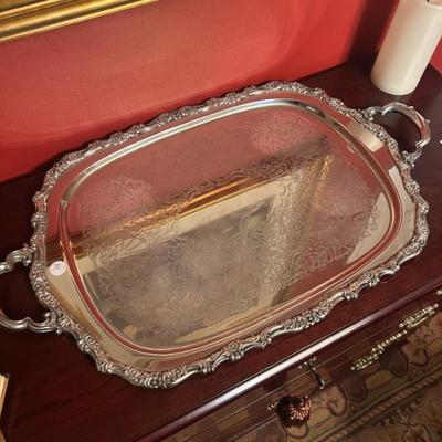 Sale Photo Thumbnail #154: Webster Wilcox by Oneida silver plate handled tray. $38. 