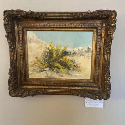 Sale Photo Thumbnail #621: Original oil painting in ornate gold frame. $95. 