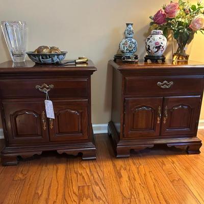 Sale Photo Thumbnail #527: Pair of solid wood dovetailed nightstands. $225 for the pair, 