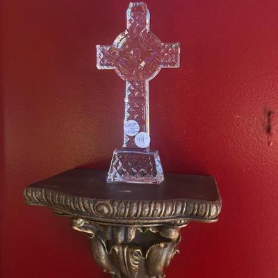 Sale Photo Thumbnail #345: Waterford Crystal celtic cross. $44 WALL SHELVES SOLD. 