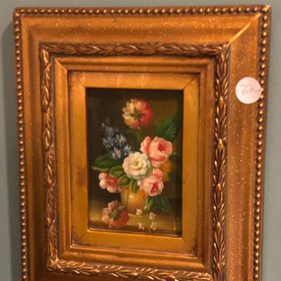 Sale Photo Thumbnail #486: Oil painting in lovely gilt frame. $22. 