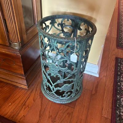 Sale Photo Thumbnail #61: Vintage wrought iron umbrella stand with removable drip tray. $145. 