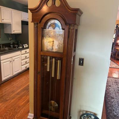 Sale Photo Thumbnail #74: Vintage Ridgeway Harper grandfather clock. $695. Includes key. 