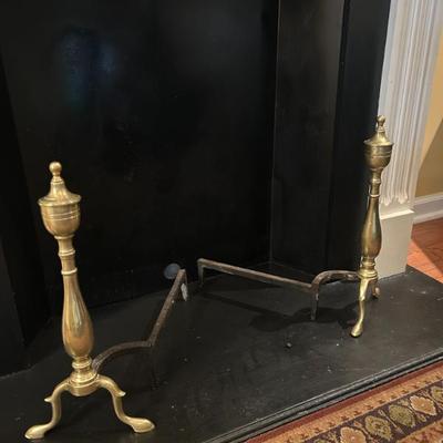 Sale Photo Thumbnail #54: Pair of vintage heavy brass andirons. $120. 