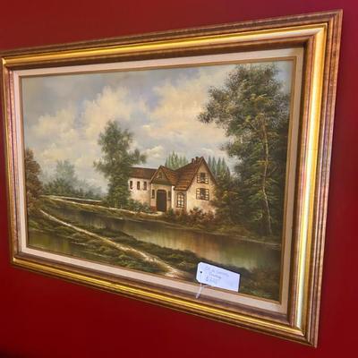 Sale Photo Thumbnail #377: Oil on canvas painting. $225. 