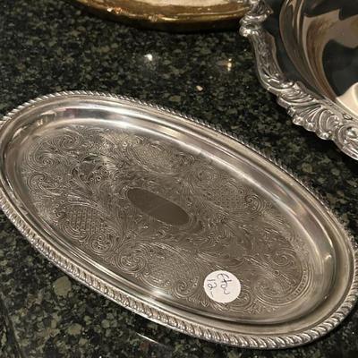 Sale Photo Thumbnail #401: Eton silver plate tray. $12. 