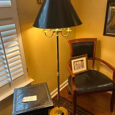 Sale Photo Thumbnail #20: Vintage 1990 Baldwin Brass 2 light floor lamp with original shade. HEAVY! $295.