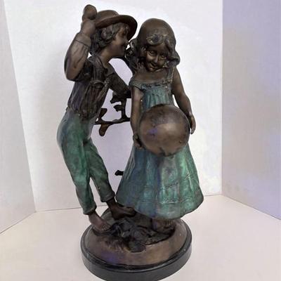 Pure Bronze E. Rossi Boy and Girl with Ball Sculpture.jpg