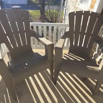 Pair Of Plastic Adirondack Chairs
