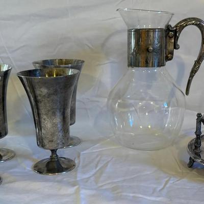 Corning Signed Silver Drinkware Set