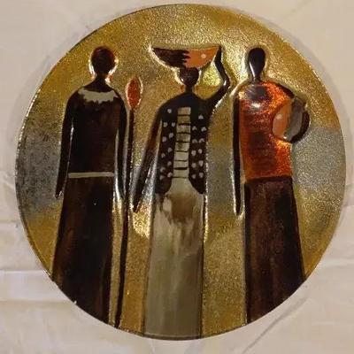African Metallic Art Plate
