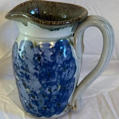Abstract Blue Bonnets Ceramic Pitcher- Signed 