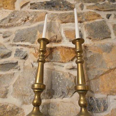 Vintage Tall  Brass Candlesticks 