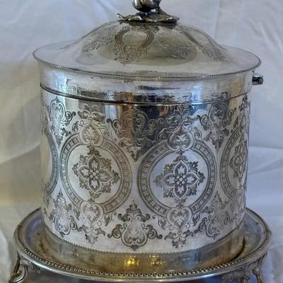 Antique Stamped Silver Plate English Biscuit Barrel