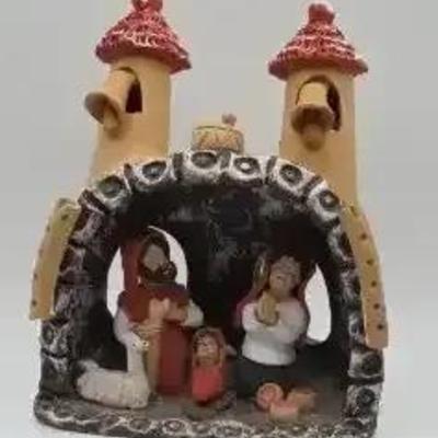 Handmade Peruvian Folk Art Nativity Scene