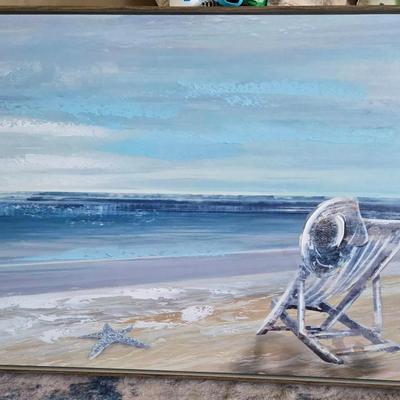 Beach Chairs Framed Print In Canvas By Sally Swatland