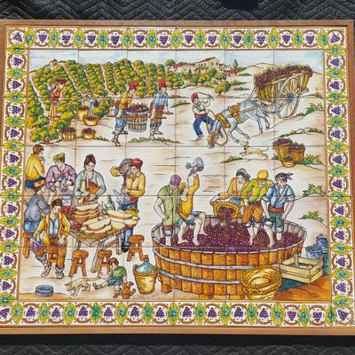 Majolica Wall Hanging “ Making Wine”