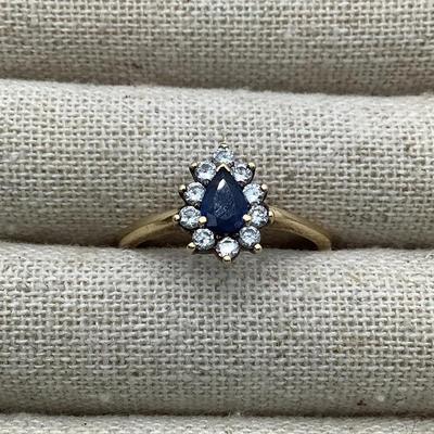 14K Gold Ring - Sapphire And Diamonds - 2.7 Grams 