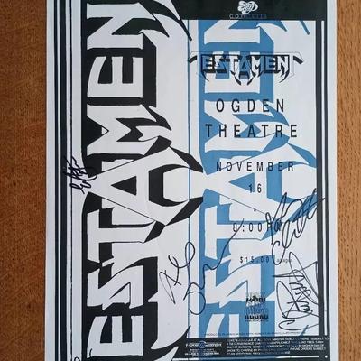 Heavy Metal Band Testament Fully Signed Promo Poster Nice Signatures 