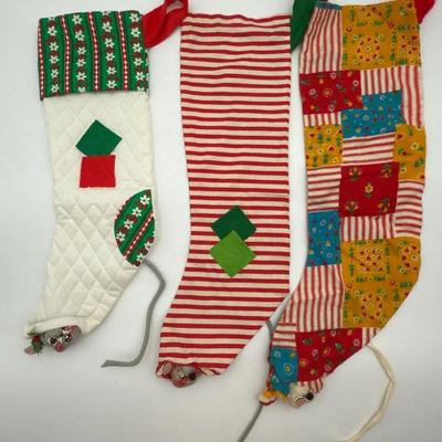3 Vintage Annalee Christmas Stockings 22”
