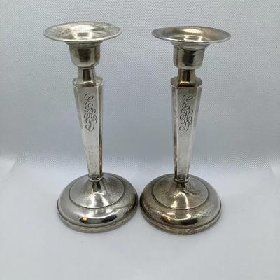 Pair Of Weighted Sterling Silver Candlesticks 