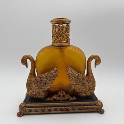 Vintage Amber Glass Oil Lamp