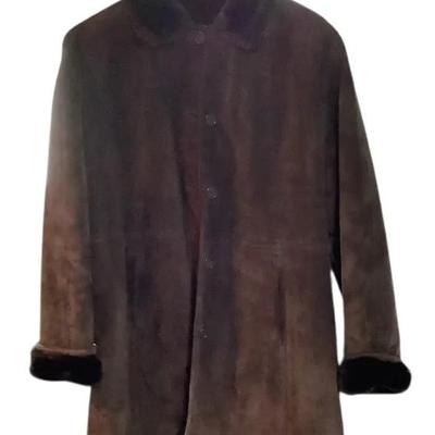 Vintage Jones New York Sport Brown Suede Shearling Coat