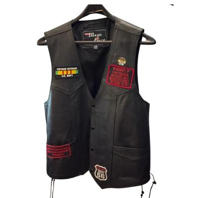 Genuine Black Leather Vest Size 54