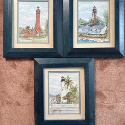 3 Donna Ellis Light House Paintings
