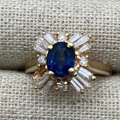 14K Gold Sapphire And Diamond Ring