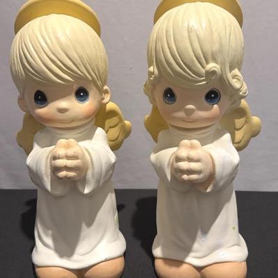 Vintage Precious Moments No. 2700 and 2701 Boy and Girl Angels 1998 Signed Artist, Sam Butcher 13”