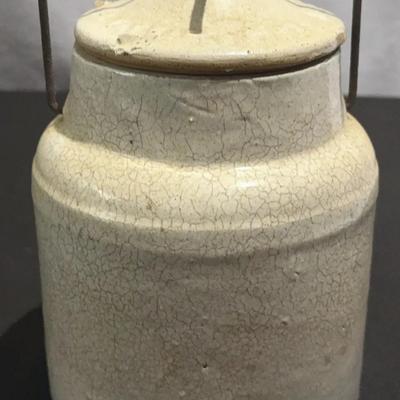 Antique Weir Crock Stoneware Canning Jar Locking Lid Pat March 01, 1892 