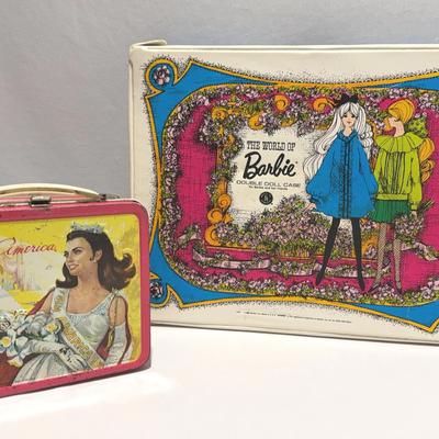 Vintage 1968 Mattel “The World of Barbie Double Doll” Carrying Case and Barbie Ken SEE DESCRIPTIONS
