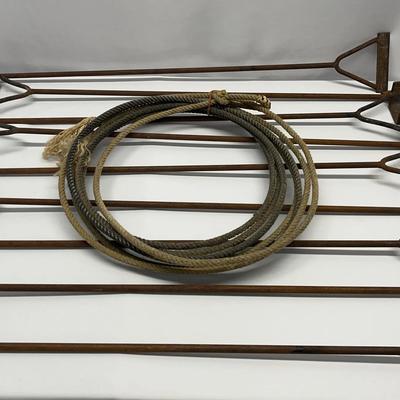 Cattle Branding Irons A Rare Set of 9 and Lariat, Lasso or Reata Rope  SEE DESCRIPTION