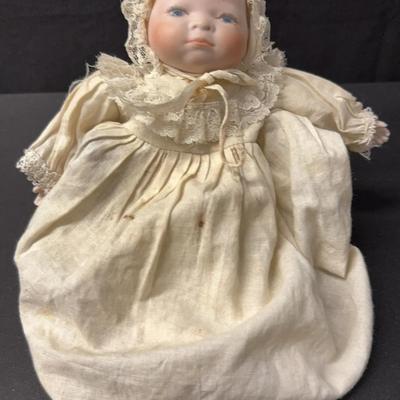 Vintage Bisque Head Grace S. Putnam Bye Lo Style Baby Doll 10”  