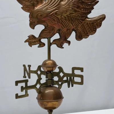 Vintage Decorative Copper and Brass American Bald Eagle Weathervane Tabletop 17” Tall   