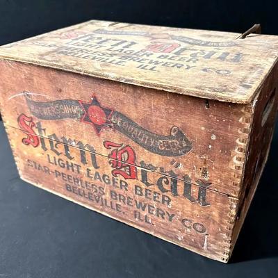 Antique Wood Crate Box Advertising Stern Brau Beer Belleville IL Brewery