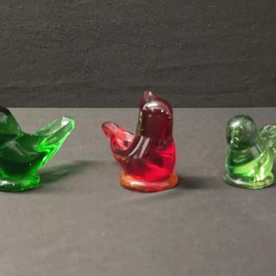 Vintage Glass Birds all Signed Glass set of 5 Leo Ward Blue Bird and more SEE DESCRIPTION